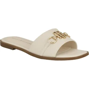 TWPIPPER Womens Logo Faux Leather Slide Sandals