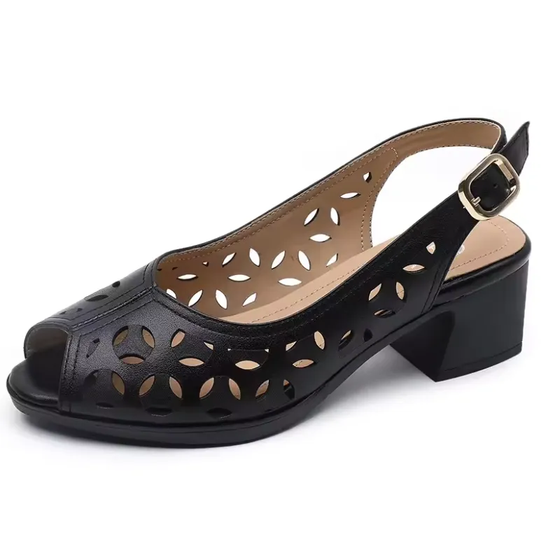 USS Shoes Albania Open Toe Square Heel Leather Sandals