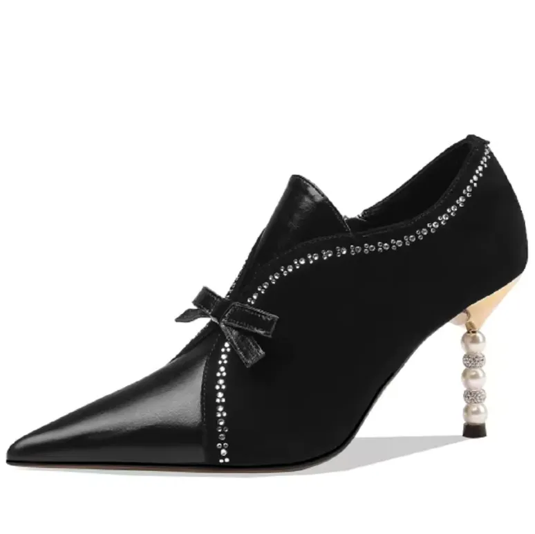 USS Shoes Alice Women's Leather Crystal Heel Stiletto Pumps