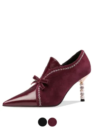 USS Shoes Alice Women's Leather Crystal Heel Stiletto Pumps