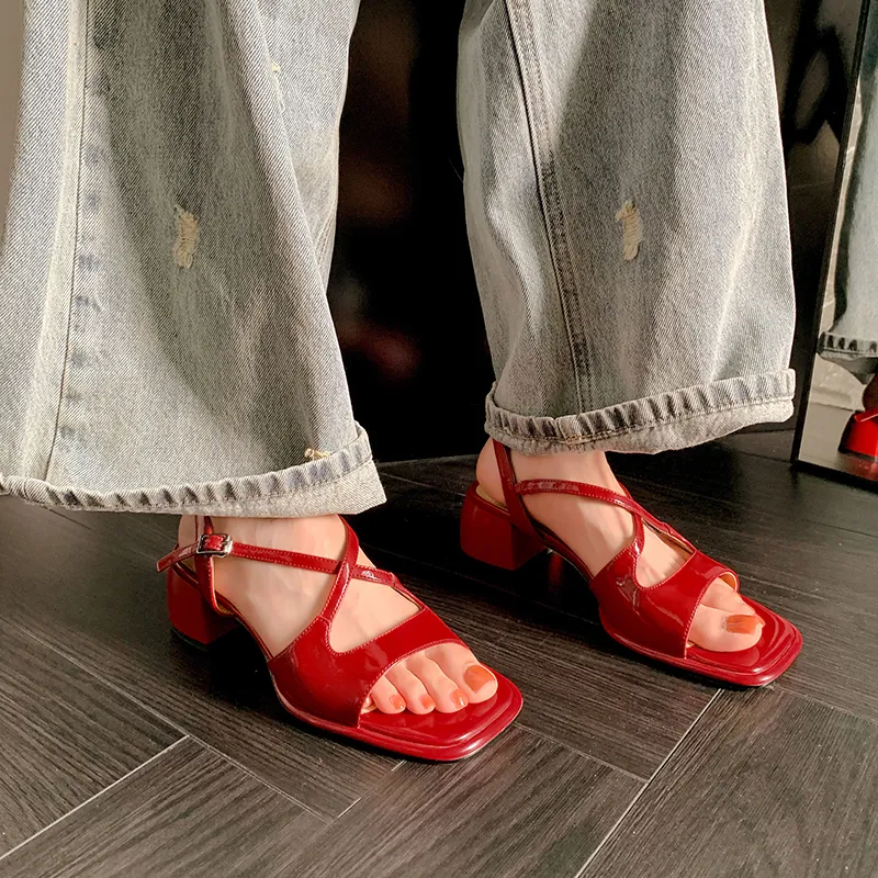 USS Shoes Analia Women's Leather Luxury Square Toe Sandals