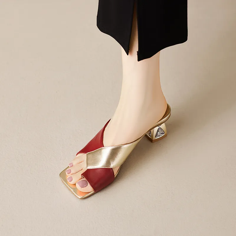 USS Shoes Cristina Women's Square Toe Leather Dress Sandals
