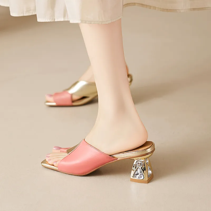 USS Shoes Cristina Women's Square Toe Leather Dress Sandals