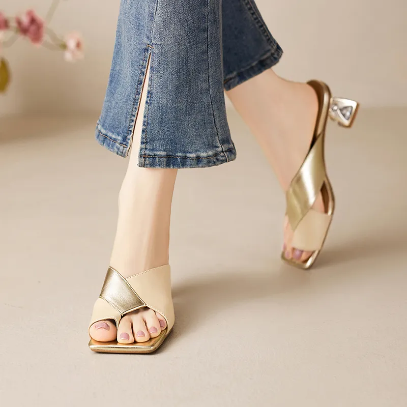 USS Shoes Cristina Women's Square Toe Leather Dress Sandals