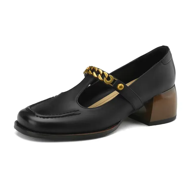 USS Shoes Elma Women's Metal Chain Leather Pumps