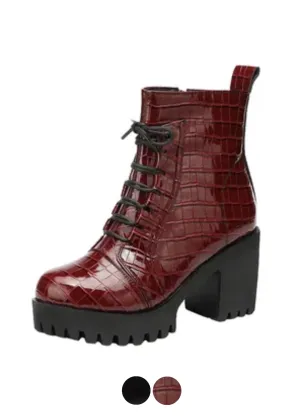 USS Shoes Elvys Women's Platform Patent Boots