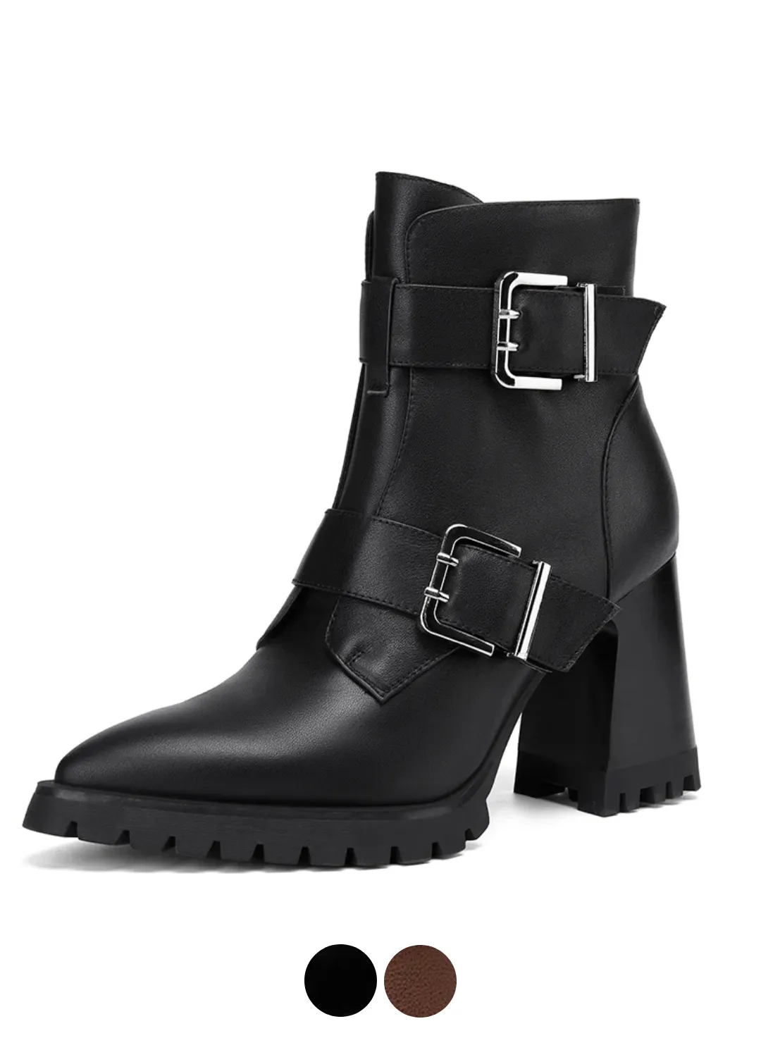 USS Shoes Karla Women's Leather Chunky High Heels Ankle Boots