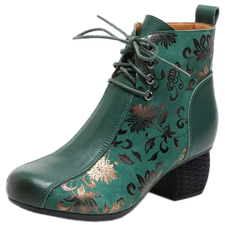 USS Shoes Oliva Women's Leather Printed Ankle Boots