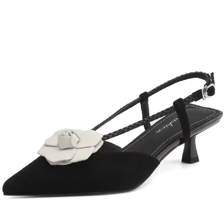 USS Shoes Scarlet Women's Leather Pointed Toe Flower Dress Sandals