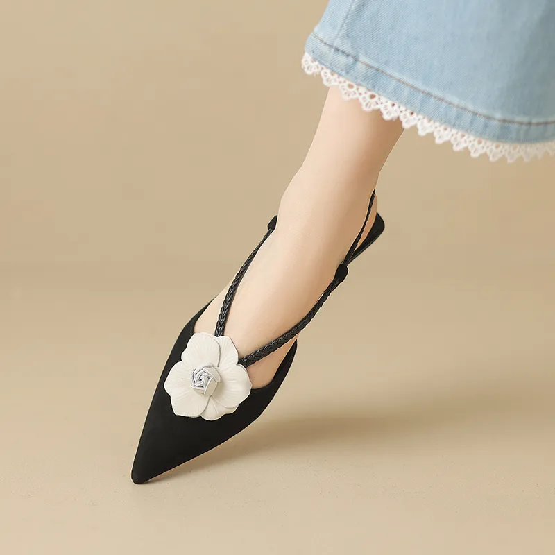 USS Shoes Scarlet Women's Leather Pointed Toe Flower Dress Sandals
