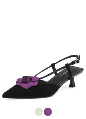 USS Shoes Scarlet Women's Leather Pointed Toe Flower Dress Sandals