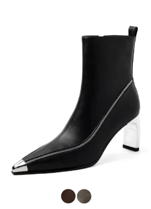 USS Shoes Sonia Leather Pointed Toe Zipper Ankle Boots