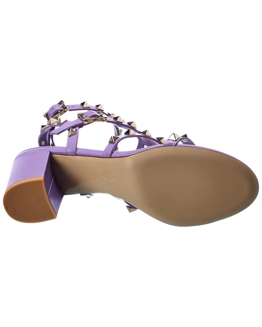 Valentino Rockstud Caged 60 Leather Ankle Strap Sandal