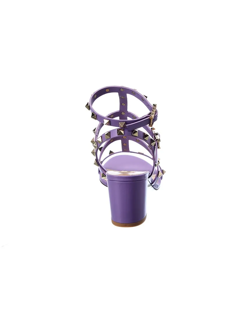 Valentino Rockstud Caged 60 Leather Ankle Strap Sandal