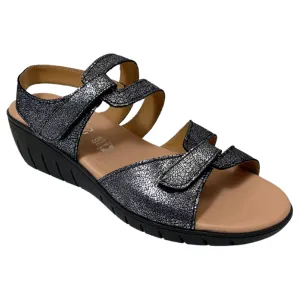 Valeria's Savanah Canvas Black Soft Leather Sandal (Women's)