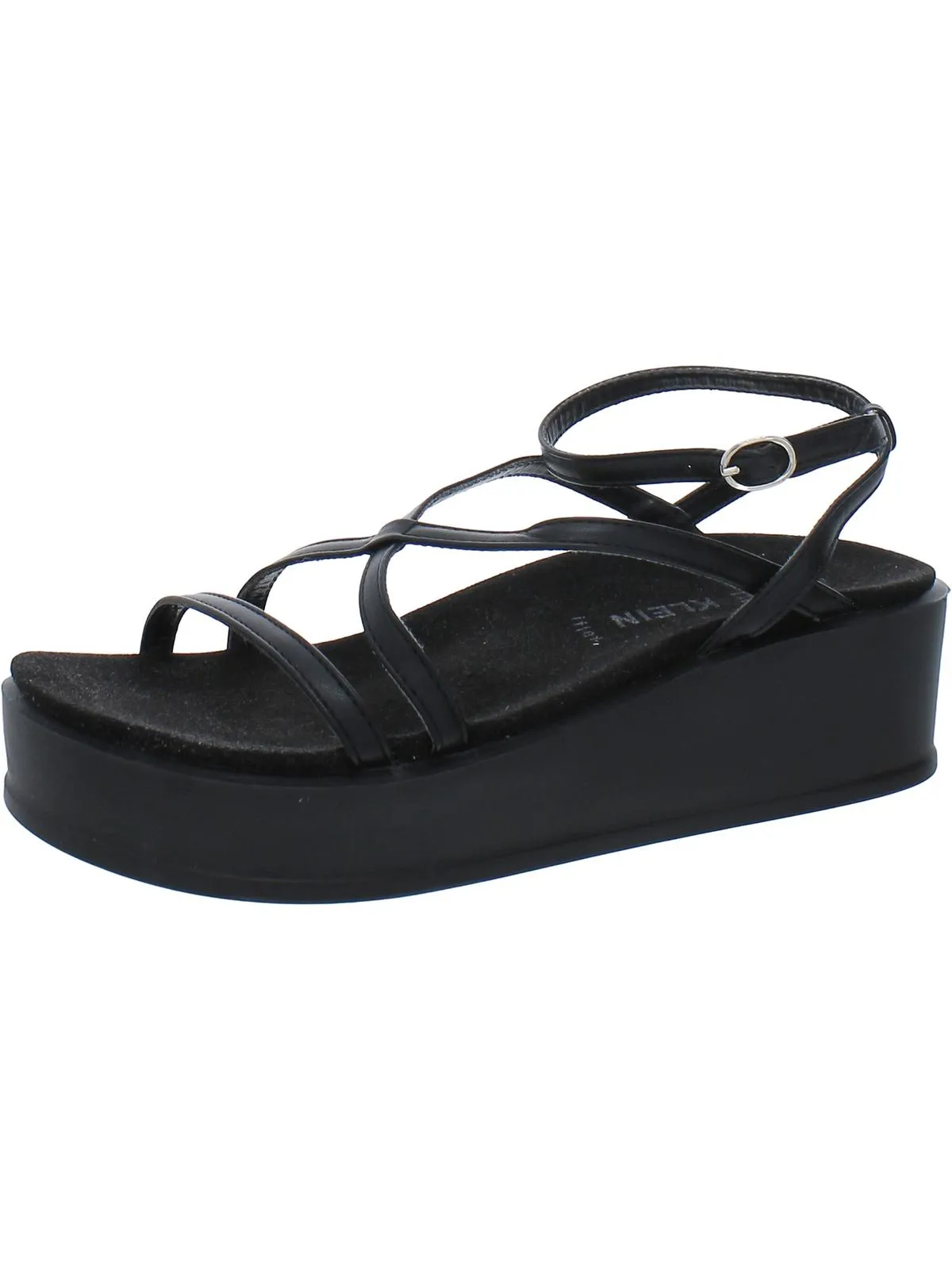 Verano Womens Faux Leather Ankle Strap Wedge Sandals