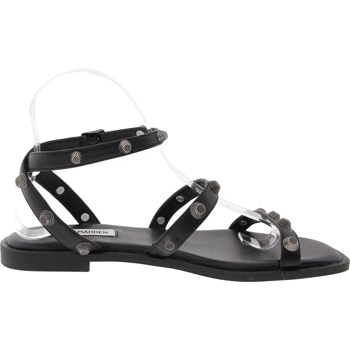 Veronica Womens Embellished Faux Leather Ankle Strap