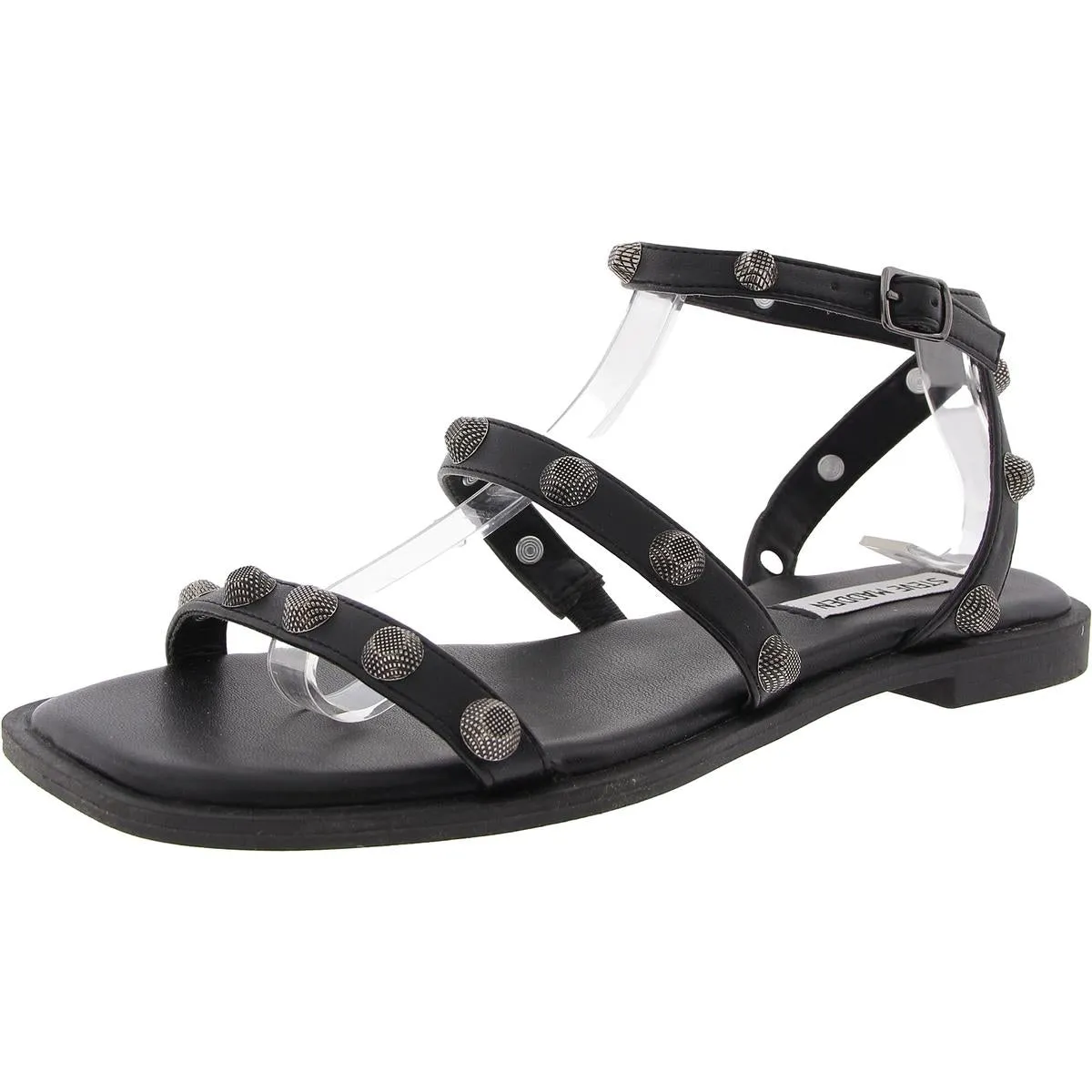 Veronica Womens Embellished Faux Leather Ankle Strap