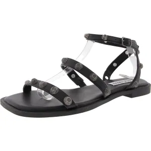 Veronica Womens Embellished Faux Leather Ankle Strap