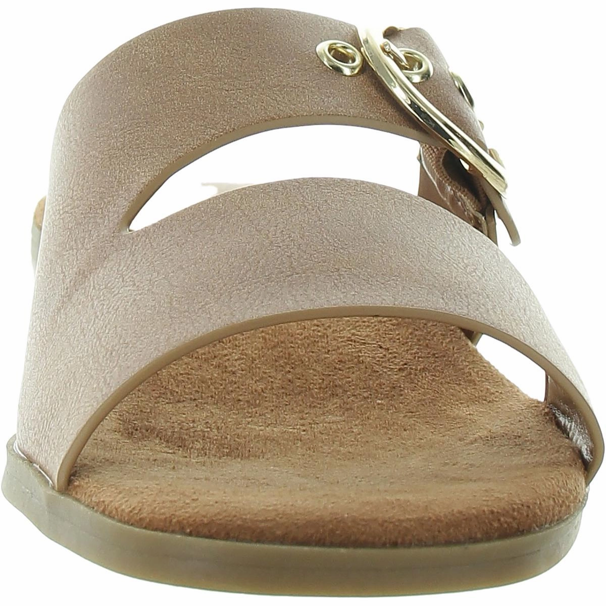 Viviana Womens Buckle Faux Leather Slide Sandals