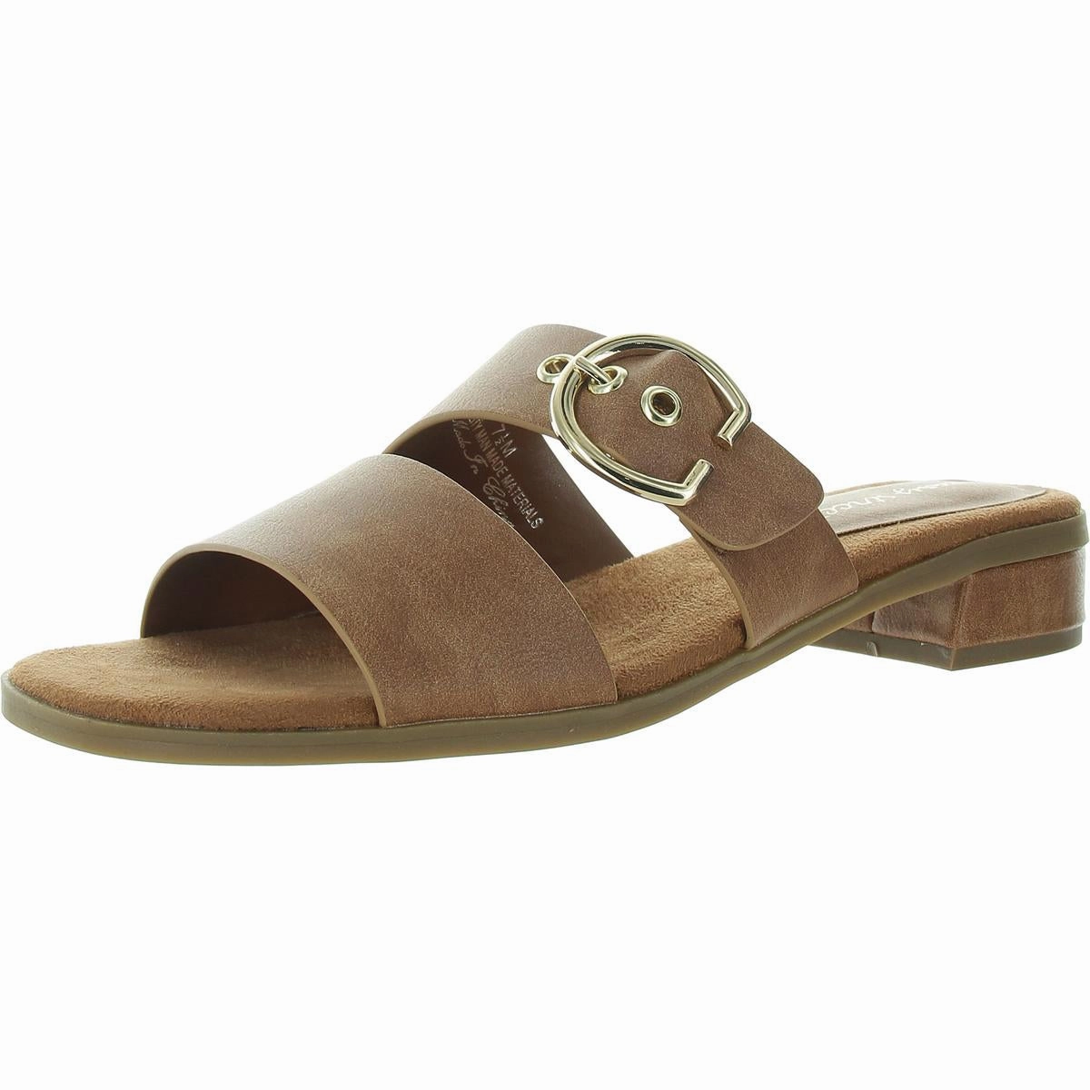 Viviana Womens Buckle Faux Leather Slide Sandals