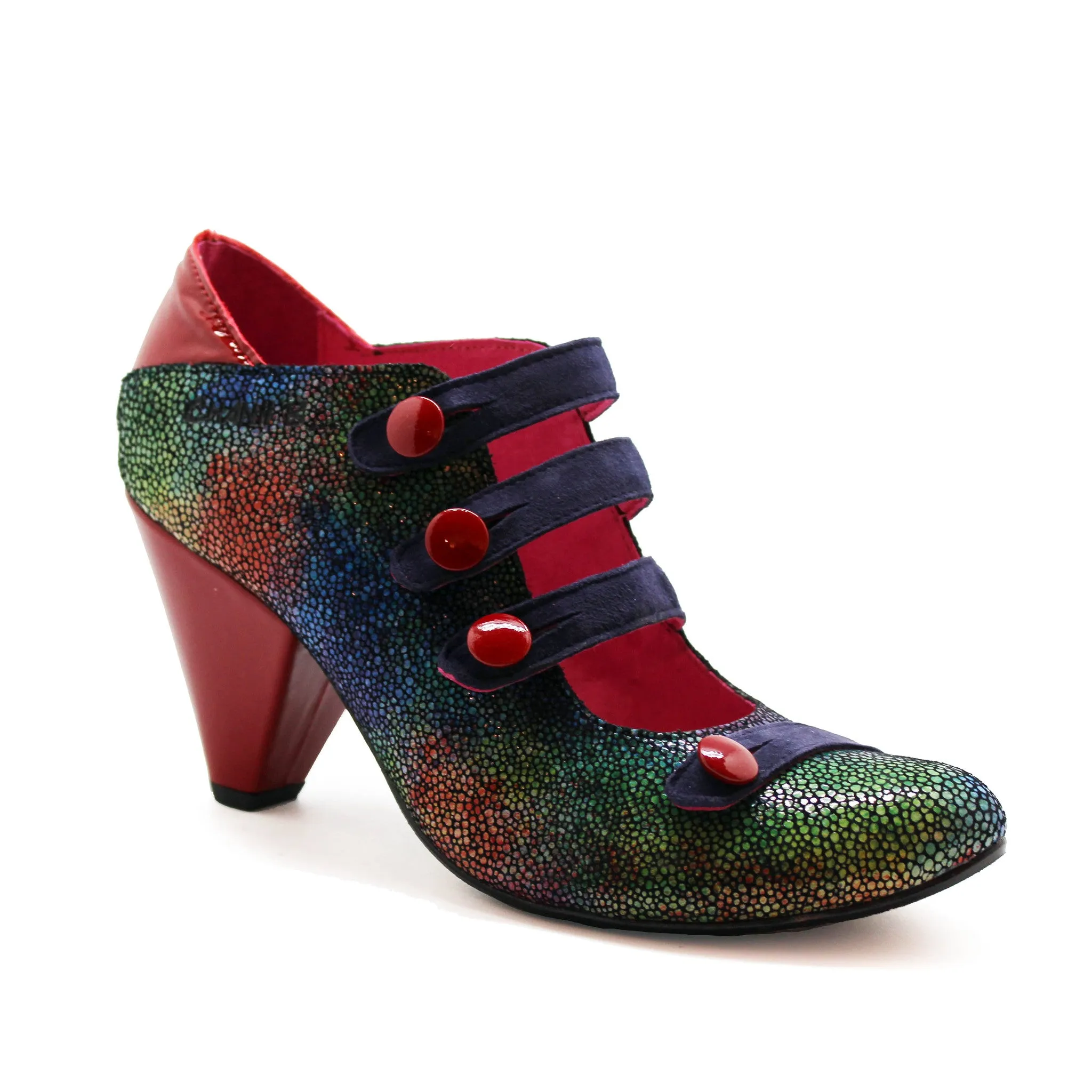 Voila - Blue Multi/Red Patent- last pairs 40 and 42