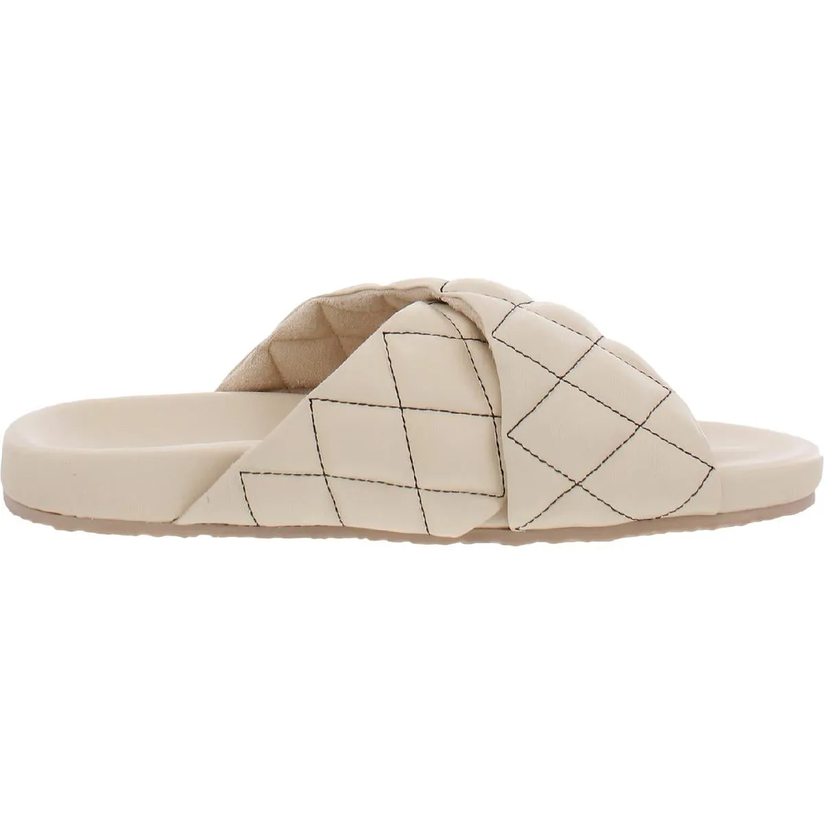 Wide Awake Womens Leather Slip-On Slide Sandals