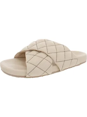 Wide Awake Womens Leather Slip-On Slide Sandals