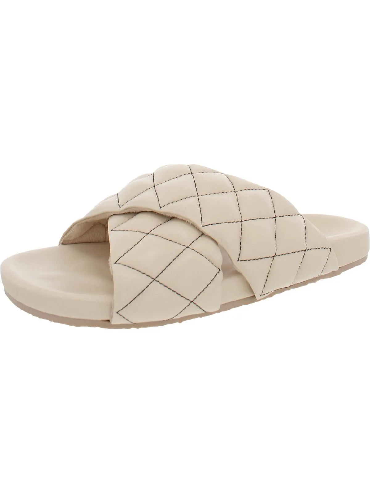 Wide Awake Womens Leather Slip-On Slide Sandals