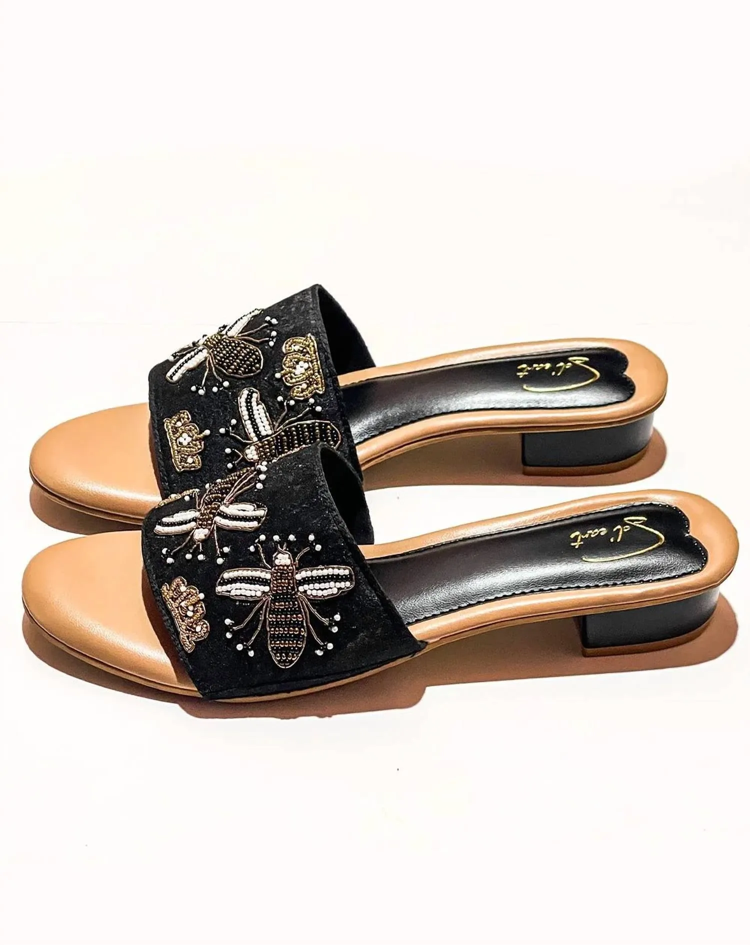 Women Bees & Crowns Sandal In Black