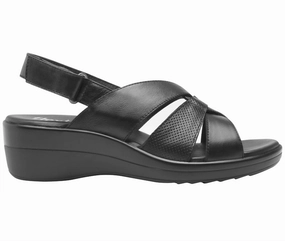 Women's Leather Slingback Sandals In Black