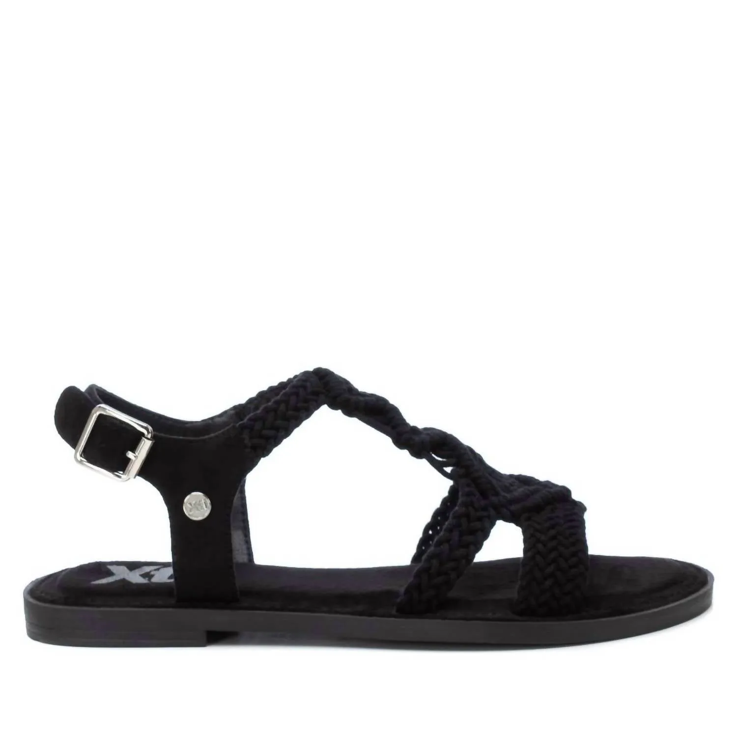 Women's Braided Strap Flat Sandals In Black