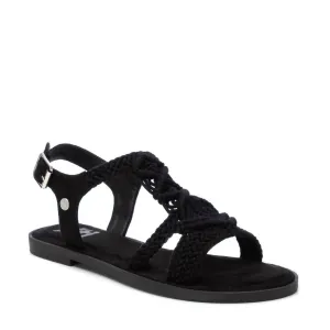 Women's Braided Strap Flat Sandals In Black