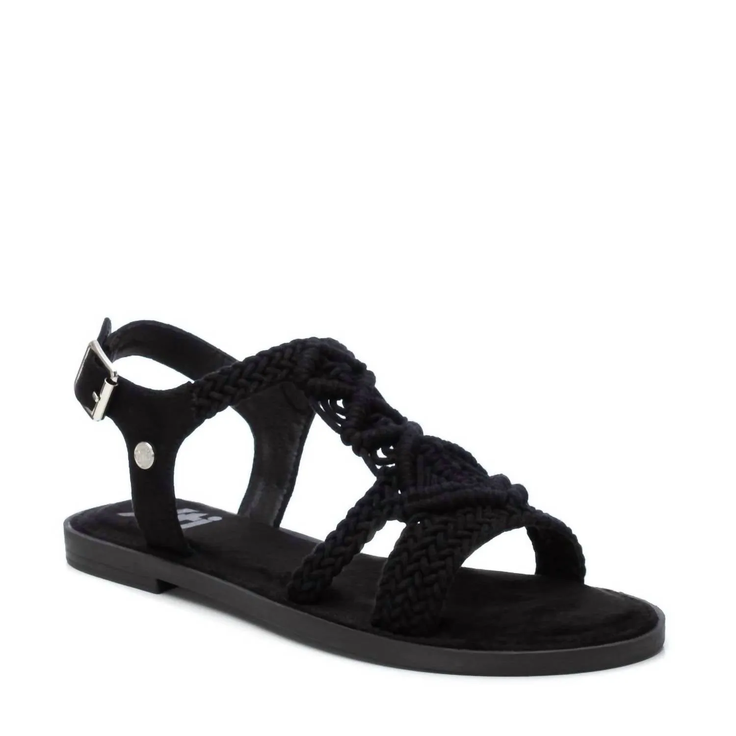 Women's Braided Strap Flat Sandals In Black