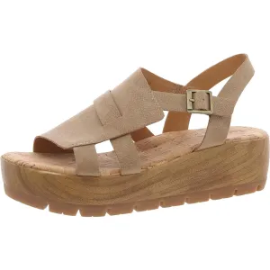Womens Buckle Faux Leather Platform Sandals