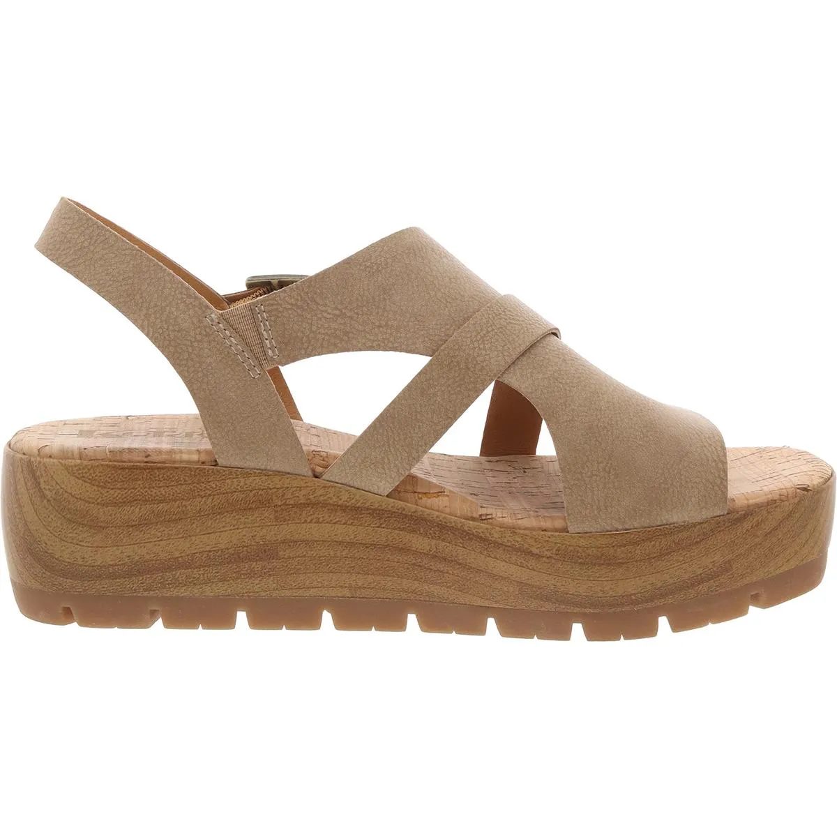 Womens Buckle Faux Leather Platform Sandals