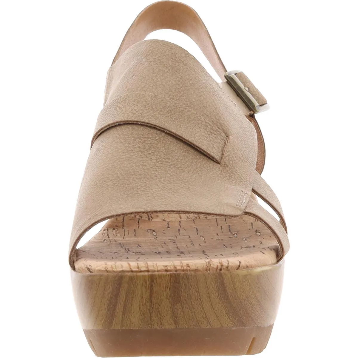 Womens Buckle Faux Leather Platform Sandals