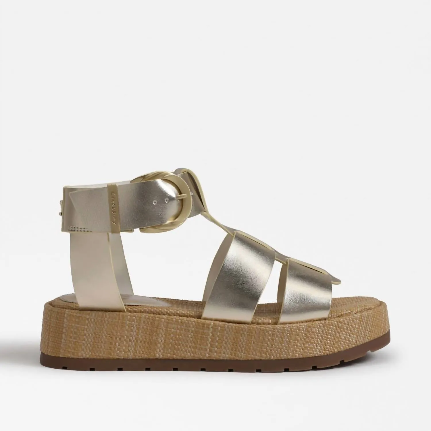 Women's Buckle Platform Sandal In Jute