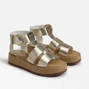 Women's Buckle Platform Sandal In Jute