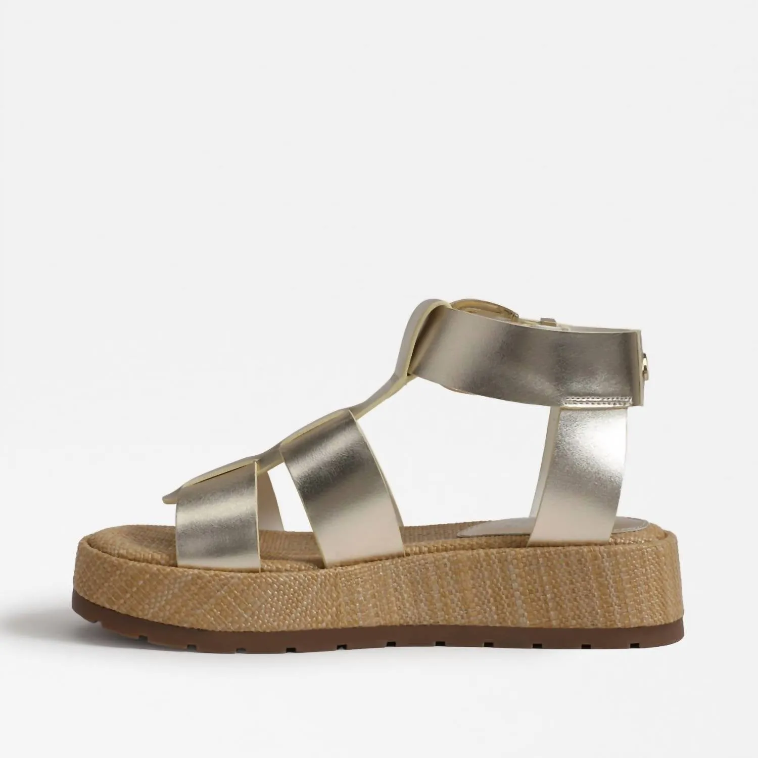 Women's Buckle Platform Sandal In Jute
