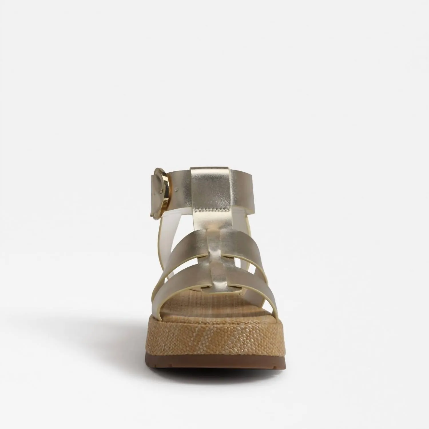 Women's Buckle Platform Sandal In Jute