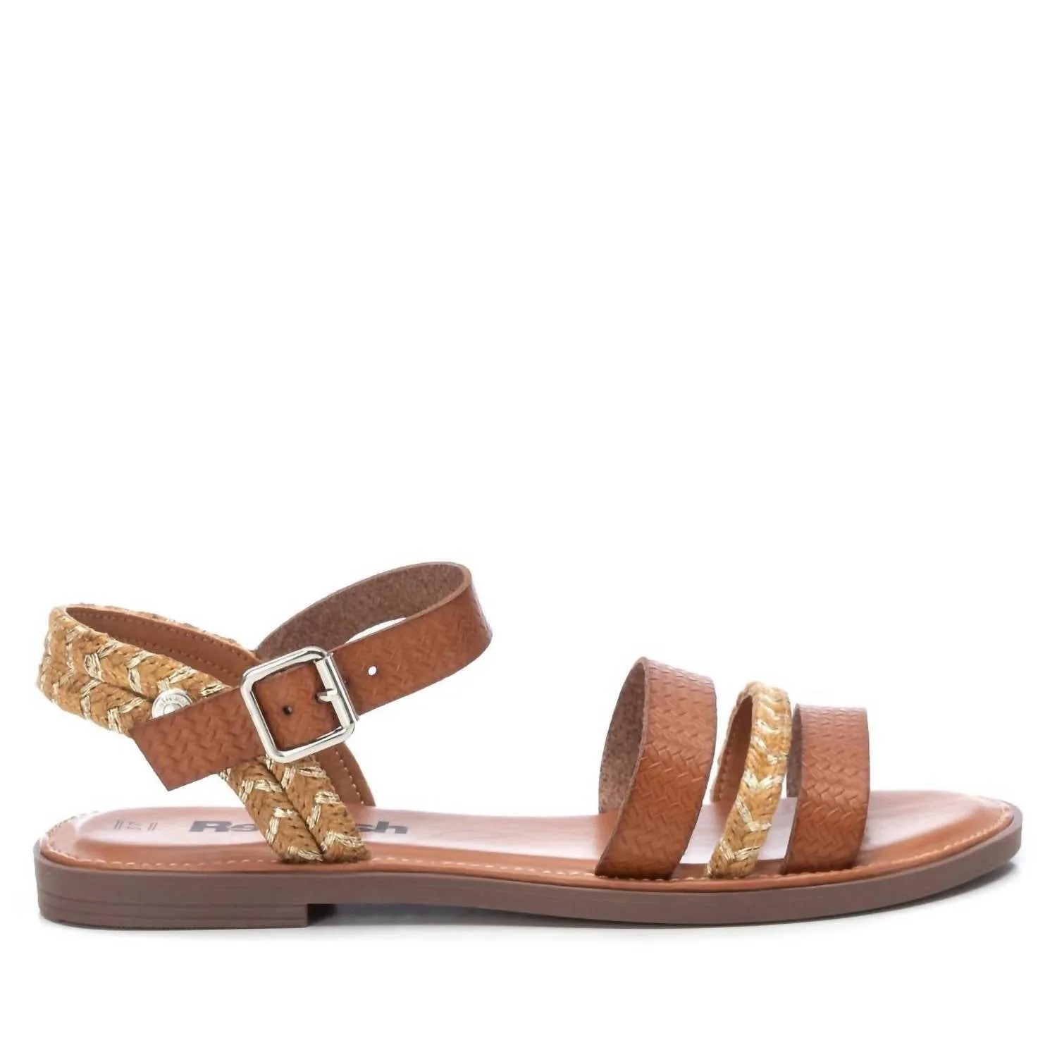 Women's Casual Flat Strappy Sandals In Medium Brown