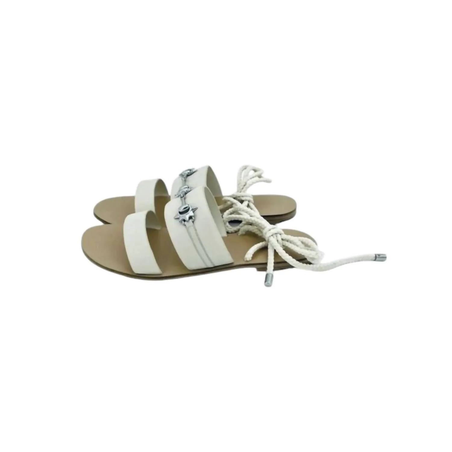 Women's Cleo Leather Ankle Wrap Tie Gladiator Sandals In Ivory