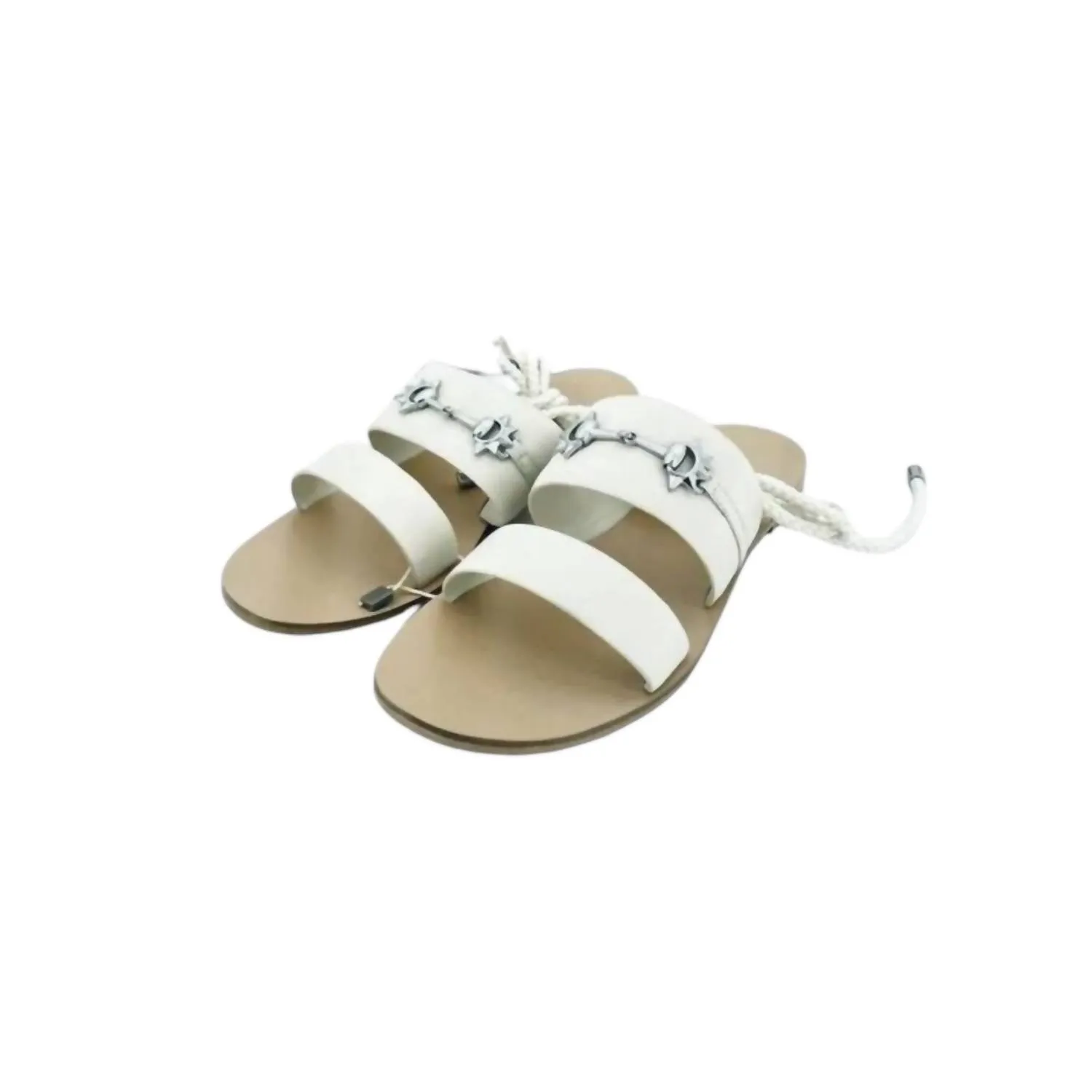 Women's Cleo Leather Ankle Wrap Tie Gladiator Sandals In Ivory