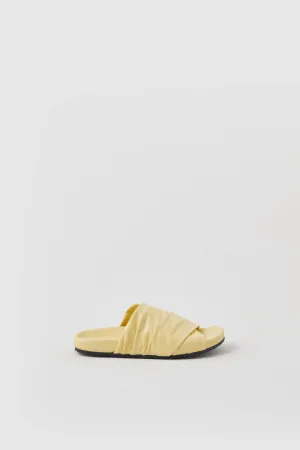 Women's Cross Italian Leather Sandals In Yellow Orchid