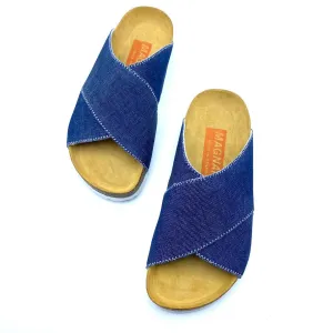 Women's Cross Over Sandals In Japanese Denim