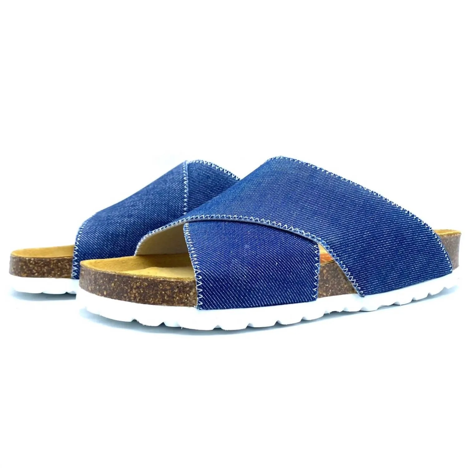 Women's Cross Over Sandals In Japanese Denim
