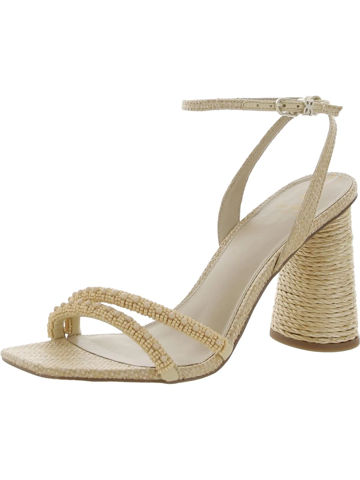 Womens Denim Beaded Heels