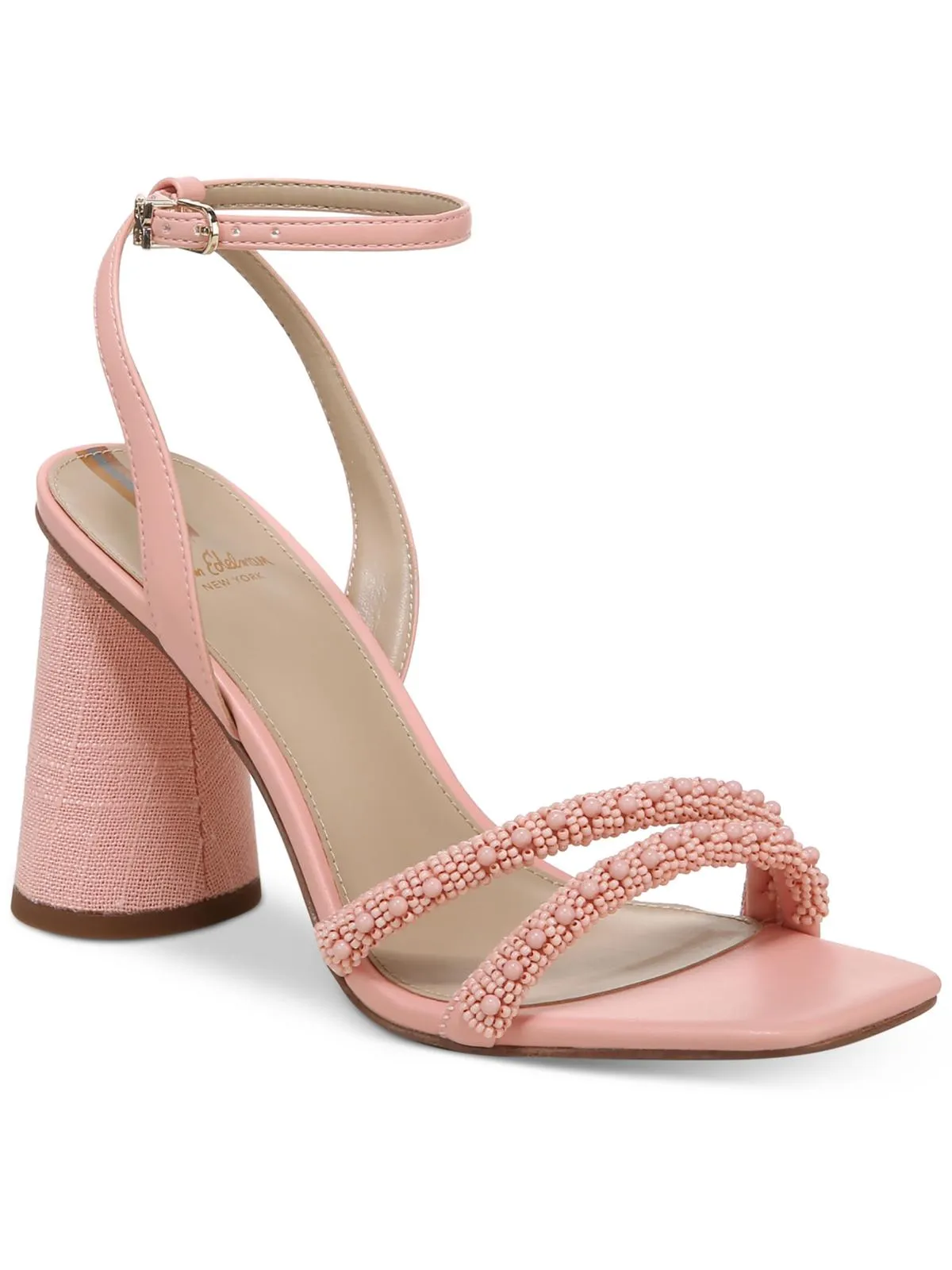 Womens Denim Beaded Heels