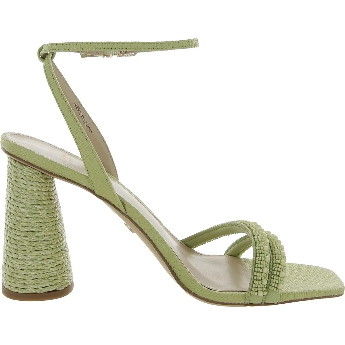 Womens Denim Beaded Heels